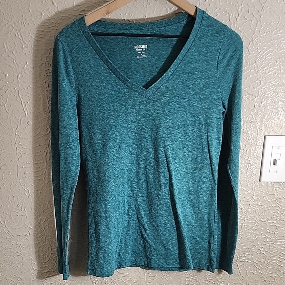 Mossimo Supply Co. Blue Fitted Long Sleeve T-Shirt